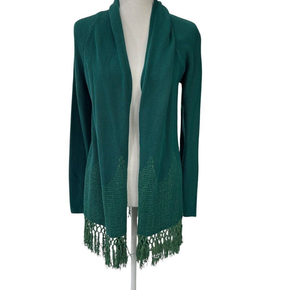 Lilly Pulitzer NWT Tatum Cardigan With Fringe Trim Hosta Green Size Small